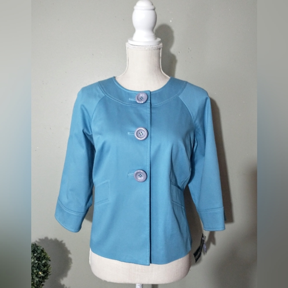 Vintage - Turquoise, No Collar, Swing Jacket - 6